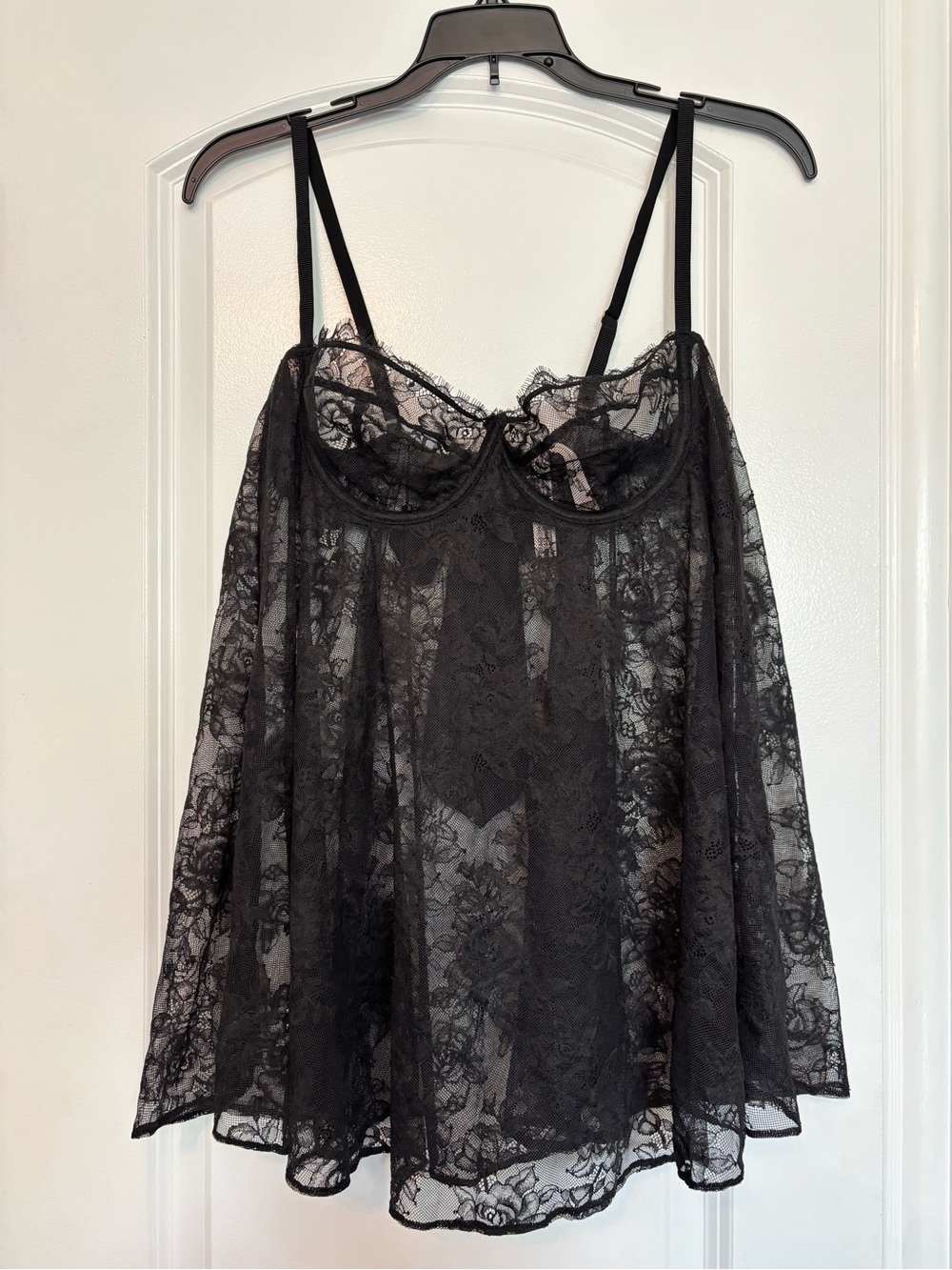 Victoria's Secret Sheer Black Lace Babydoll Chemise Medium